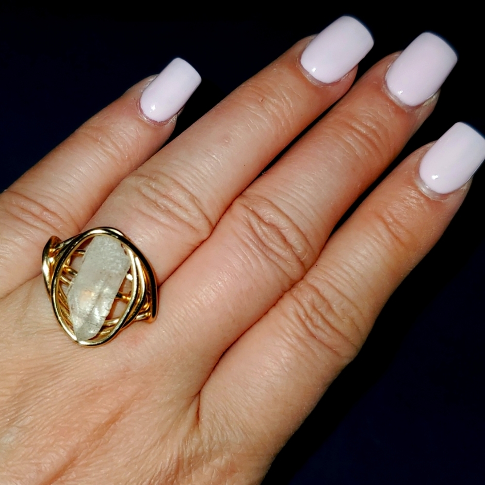 crystal gold wire‎ ring